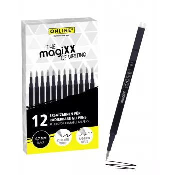 ONLINE magiXX gelinis rašiklio šerdis juodas 0,7 mm 12 vienetai (40168)
