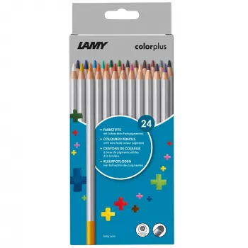 LAMY colorplus spalvoti pieštukai, 24 spalvų rinkinys, ergonomiškos trikampės formos, matinis paviršius, nesilaužiantis švinas, kartoninė dėžutė 1233469