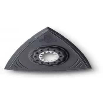 FEIN 63806141220 trikampė šlifavimo pagalvėlė osciliuojantiems daugiafunkciams įrankiams, 80 mm, su „Hook and Loop“ tvirtinimu, neperforuota, juoda