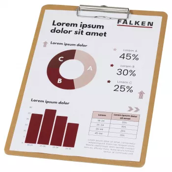 FALKEN PURE Nature A4 rašymo lenta, ruda perdirbto kartono, metalinis spaustukas, ištraukiama pakabinimo kilpa, 80 lapų talpa 15072600000F