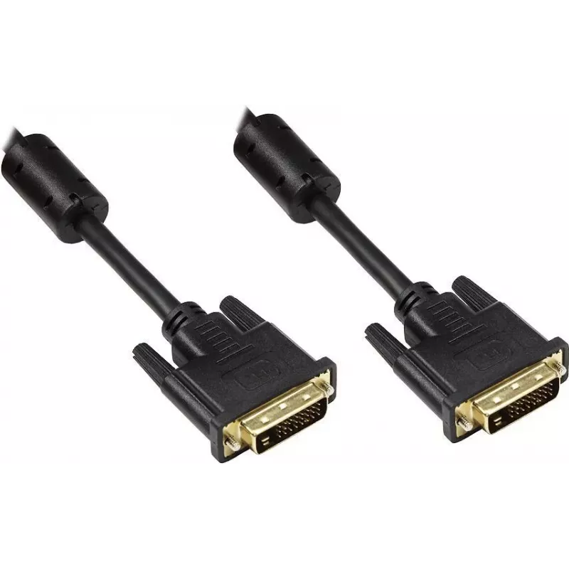 Good Connections DVI-D Dual Link kabelis 24+1 vyriškas-vyriškas, auksuoti kontaktai, feritinis filtras, juodas, 1,8 m (4310-DG2)