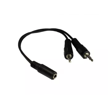 GoodConnections AD-35B2S garso Y-adapteris 3,5 mm stereo lizdas į 2x RCA mono kištukus, 20 cm, nikeliuoti kontaktai, juodas