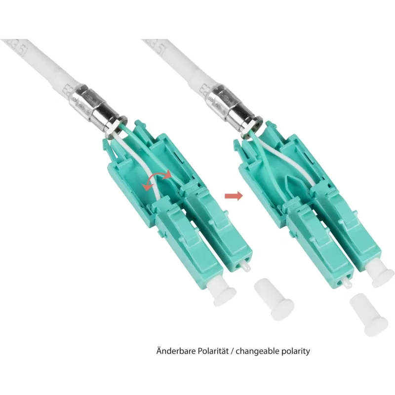 Good Connections OM3 dvigubas daugiamodis šviesolaidinis komutacinis kabelis LC/LC Uniboot LSZH akvamarino 15m (LW-U815LC3)
