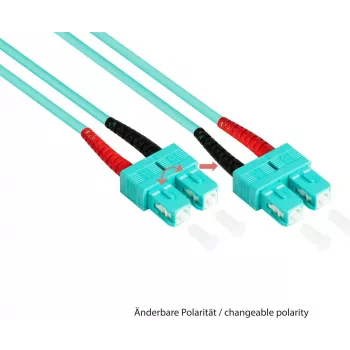 GoodConnections 10m dvigubas daugiamodis OM3 50/125 SC/SC šviesolaidinis pataisos kabelis, akvamarino LSZH LW-810SC3