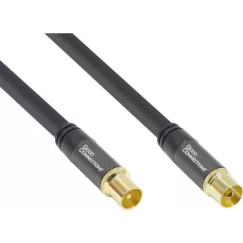 GoodConnections SmartFLEX antenos kabelis, IEC koaksialinis vyriškas į moterišką, auksuotas, keturių sluoksnių ekranavimas, 120 dB, juodas, 7,5 m (GC-M2056)