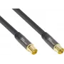GoodConnections SmartFLEX antenos kabelis, IEC koaksialinis vyriškas į moterišką, auksuotas, keturių sluoksnių ekranavimas, 120 dB, juodas, 7,5 m (GC-M2056)