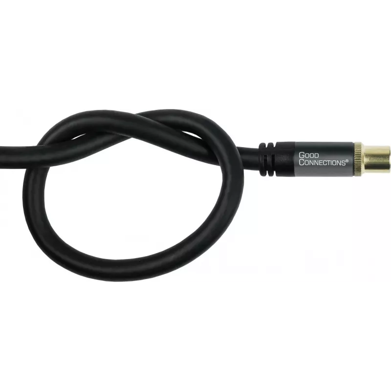 GoodConnections SmartFLEX antenos kabelis, IEC koaksialinis vyriškas į moterišką, auksuotas, keturių sluoksnių ekranavimas, 120 dB, juodas, 7,5 m (GC-M2056)