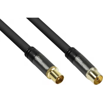 GoodConnections SmartFLEX antenos kabelis, IEC koaksialinis vyriškas į moterišką, auksuotas, keturgubai ekranuotas, 120dB, juodas, 10m (GC-M2057)