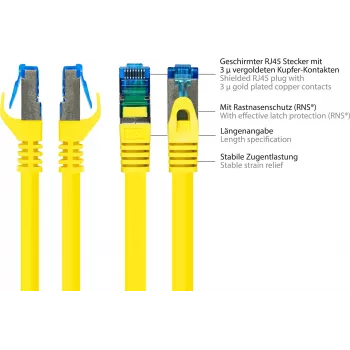 Good Connections RNS® Cat. 6A S/FTP tinklo kabelis su apsauginiu fiksatoriumi, be halogenų, geltonas, 20 m 8060-H200Y