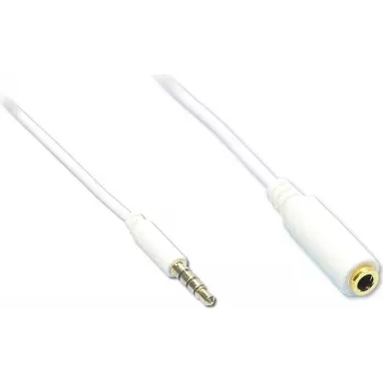GoodConnections 3,5 mm 4 polių TRRS garso prailginimo kabelis, tėvas-motina, baltas, 5 m AS-35V4W5