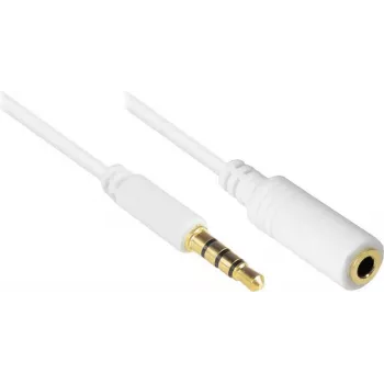 GoodConnections 3,5 mm 4 polių TRRS garso prailginimo kabelis, tėvas-motina, baltas, 5 m AS-35V4W5