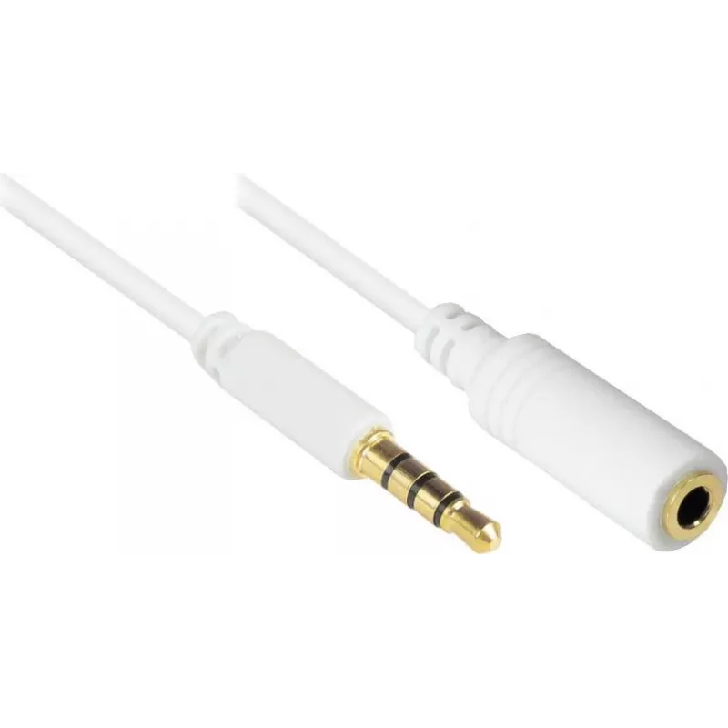 GoodConnections 3,5 mm 4 polių TRRS garso prailginimo kabelis, tėvas-motina, baltas, 5 m AS-35V4W5