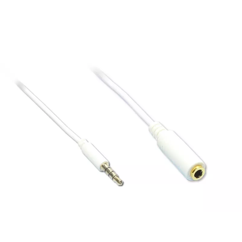 GoodConnections 3,5 mm 4 polių TRRS garso prailginimo kabelis, tėvas-motina, baltas, 5 m AS-35V4W5