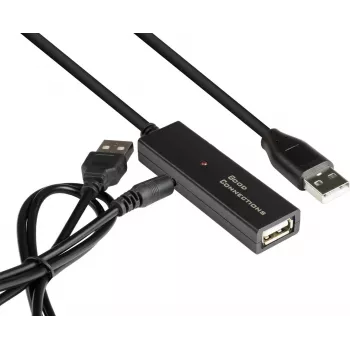 Good Connections aktyvus USB 2.0 prailginimo kabelis, Type-A vyriškas į Type-A moterišką, varinis, juodas, 15m (GC-M0133)
