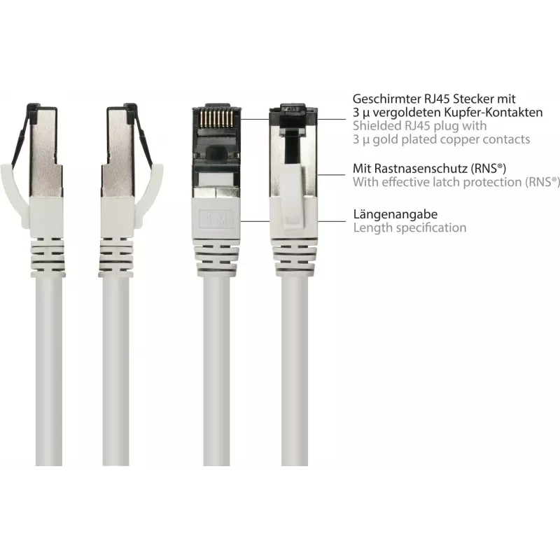 GoodConnections Alcasa 8080L-200 Cat8.1 S/FTP tinklo kabelis, 20 m, pilkas, RJ45, 40 Gbit/s, 2000 MHz