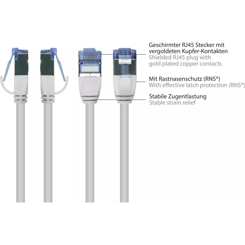 GoodConnections RNS SlimLine Cat.6A U/FTP LSZH tinklo kabelis, 5m, baltas 8060-HS050W