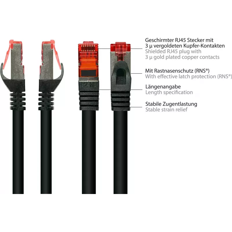 GoodConnections Alcasa 8060-400S Cat6 S/FTP komutacinis kabelis, RJ45 kištukas–kištukas, 40 m, auksuoti