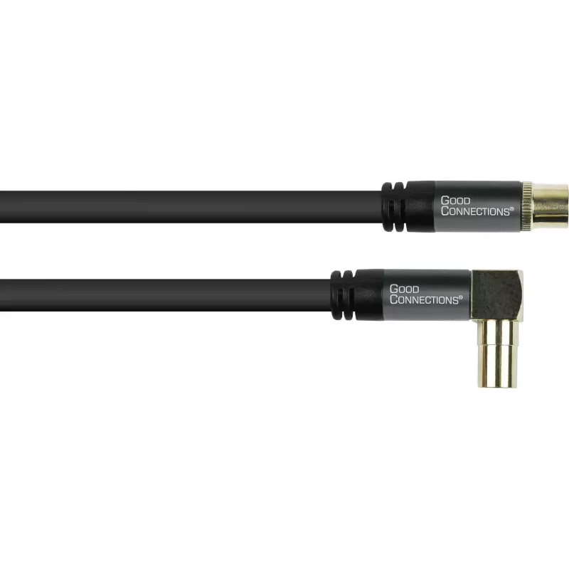GoodConnections SmartFLEX SAT antenos kabelis 7,5 m – kampuotas IEC koaksialinis kištukas į lizdą, auksuoti kontaktai, keturgubas ekranavimas, 120 dB, juodas (GC-M2076)