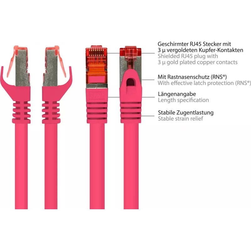 GoodConnections Alcasa 40m Cat6 S/FTP tinklo kabelis RJ-45 male to male magenta 8060-400M