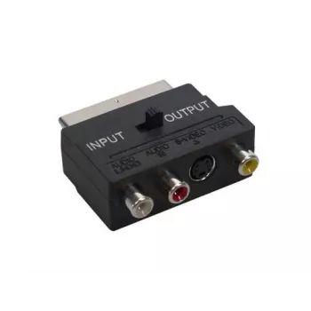 GoodConnections Alcasa 5525-3CU SCART į 3x RCA + S-Video adapteris su krypties jungikliu, juodas