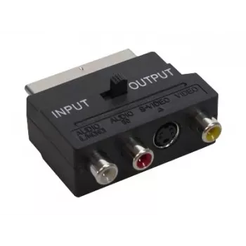 GoodConnections Alcasa 5525-3CU SCART į 3x RCA + S-Video adapteris su krypties jungikliu, juodas