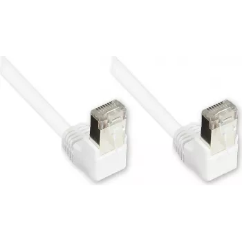 Good Connections Cat. 5e F/UTP tinklo kabelis, baltas, 3m, 90° kampu žemyn nukreipti RJ45 jungtys 805W-030WI