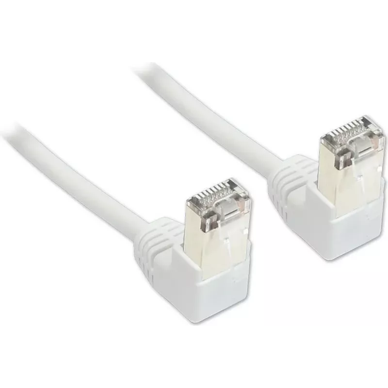 Good Connections Cat. 5e F/UTP tinklo kabelis, baltas, 3m, 90° kampu žemyn nukreipti RJ45 jungtys 805W-030WI