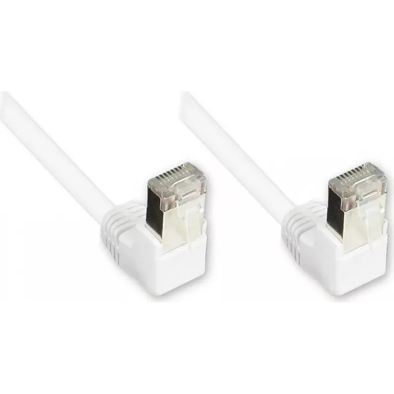 Good Connections Cat. 5e F/UTP tinklo kabelis, baltas, 3m, 90° kampu žemyn nukreipti RJ45 jungtys 805W-030WI