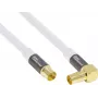 Good Connections GC-M2070 SmartFLEX TV kampinis antenos kabelis - 30 m - IEC koaksialinis kištukas kampinis į lizdą - keturgubai ekranuotas 120dB 75 Ohm - auksuoti kontaktai - baltas