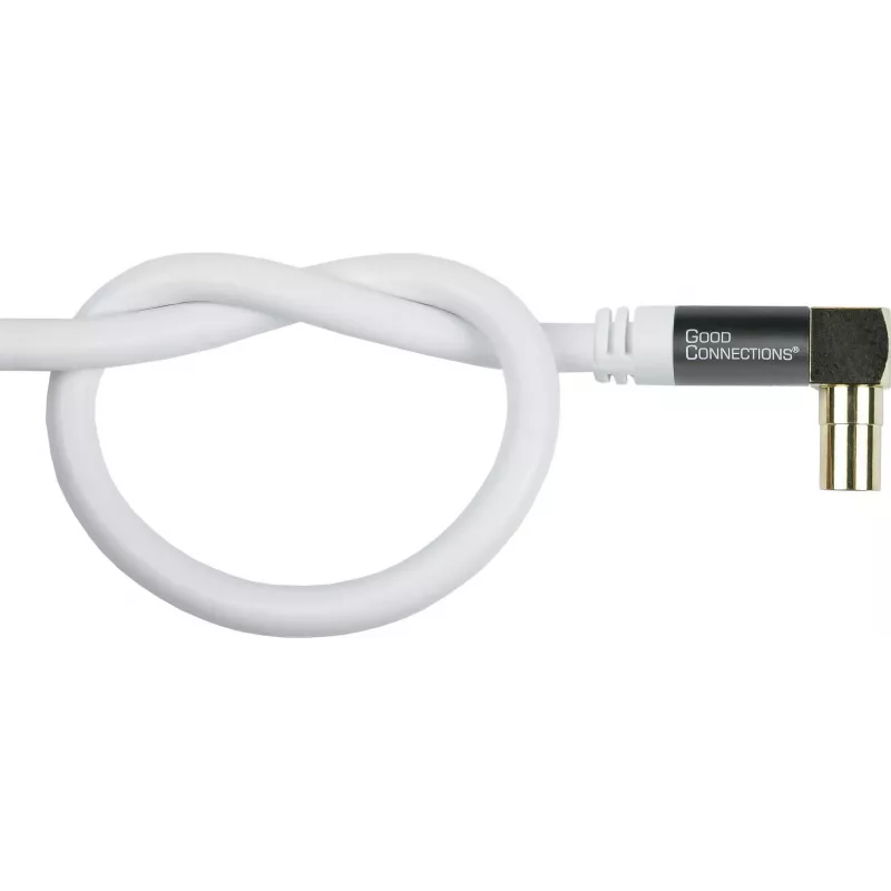 Good Connections GC-M2070 SmartFLEX TV kampinis antenos kabelis - 30 m - IEC koaksialinis kištukas kampinis į lizdą - keturgubai ekranuotas 120dB 75 Ohm - auksuoti kontaktai - baltas