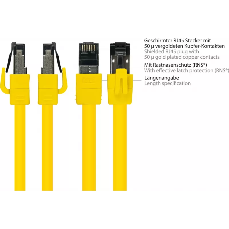 GoodConnections Alcasa Cat8.1 S/FTP Ethernet tinklo kabelis, RJ45, geltonas, 1,5 m 8080-015Y