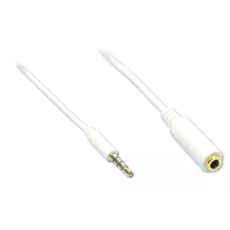 GoodConnections AS-35V4W2 3,5 mm 4 polių audio prailginimo kabelis, vyriškas į moterišką, baltas, 2 m