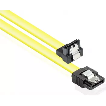 GoodConnections SATA 6 Gb/s kabelis su metaline fiksavimo sagtimi, kampuotas, 0,50 m, geltonas 5047-AW05Y