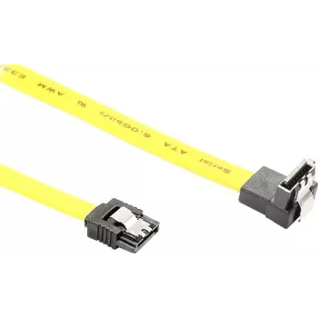 GoodConnections SATA 6 Gb/s kabelis su metaline fiksavimo sagtimi, kampuotas, 0,50 m, geltonas 5047-AW05Y