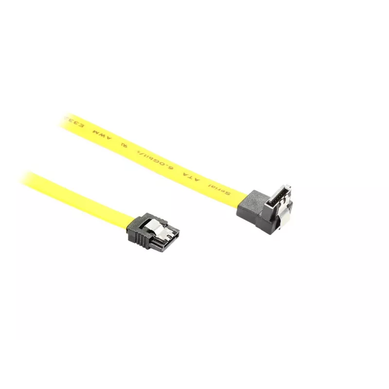 GoodConnections SATA 6 Gb/s kabelis su metaline fiksavimo sagtimi, kampuotas, 0,50 m, geltonas 5047-AW05Y
