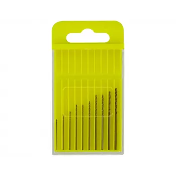 Donau Elektronik HSS-CO-200 HSS kobalto grąžtų rinkinys, 10 vnt., 0,3–1,2 mm, DIN 338, cilindrinis kotas