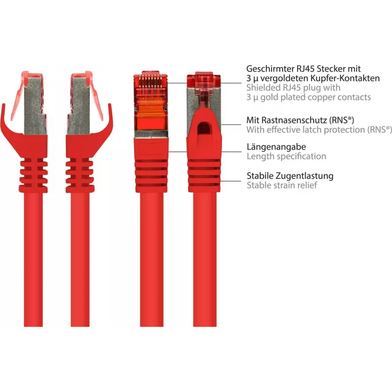 GoodConnections Alcasa 8060-400R Cat6 S/FTP komutacinis kabelis, RJ45 kištukas–kištukas, 40 m, auksuoti kontaktai