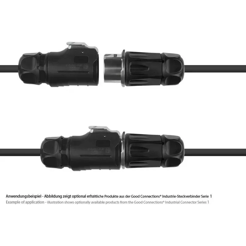 GoodConnections S1 Power 3 kontaktų moteriškas skydinis apskritas jungtis, M20 sriegis, litavimo gnybtai, IP67, 16A/250V IC01-20P302