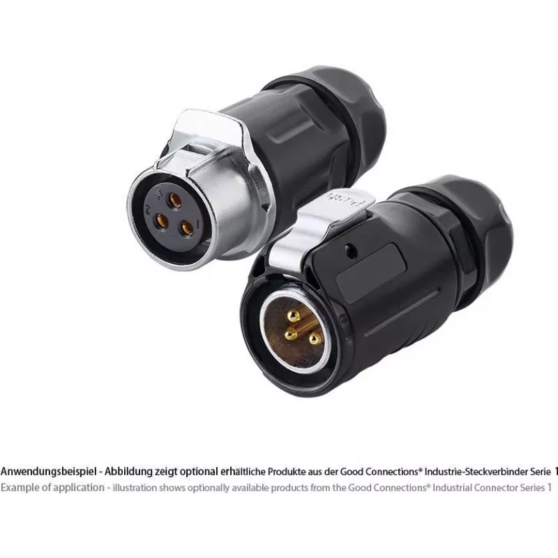 GoodConnections S1 Power 3 kontaktų moteriškas skydinis apskritas jungtis, M20 sriegis, litavimo gnybtai, IP67, 16A/250V IC01-20P302