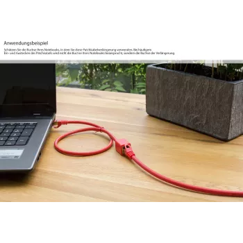 GoodConnections Cat.7 S/FTP RJ45 tinklo kabelio prailginimas, 10 m, raudonas, LSZH, 600 MHz, 10G, RNS fiksatoriaus apsauga 8070VR-100R