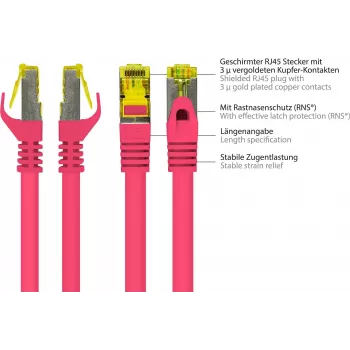 Good Connections Cat.7 S/FTP tinklo kabelis, RJ45, 40 m, purpurinis, LSZH, 600 MHz, Snagless 8070R-400M