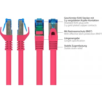 GoodConnections RNS® Cat. 6A S/FTP tinklo kabelis su fiksatoriaus apsauga, be halogenų, purpurinės spalvos, 20m (8060-H200M)