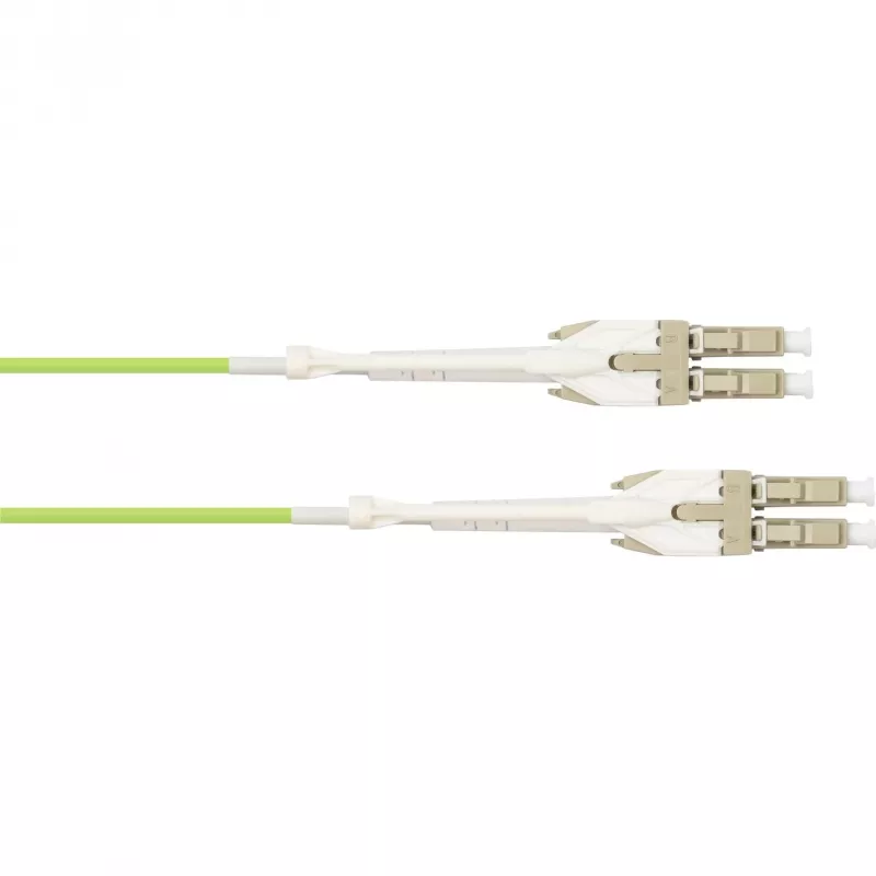 GoodConnections OM5 LC/LC Duplex Uniboot Fiber Optic Patch Cable, 5m, LSZH, Lime Green LW-U815LC5