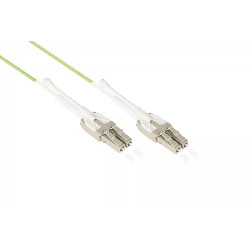 GoodConnections OM5 LC/LC Duplex Uniboot Fiber Optic Patch Cable, 5m, LSZH, Lime Green LW-U815LC5