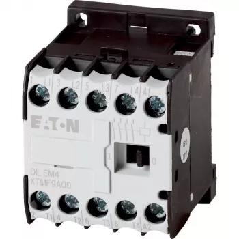 Eaton DILEM4-G (24 V DC) mini kontaktorius, 3 polų, 9 A, 4 kW, 1 NO pagalbinis, varžtiniai gnybtai, IP20, juodas/baltas 012701