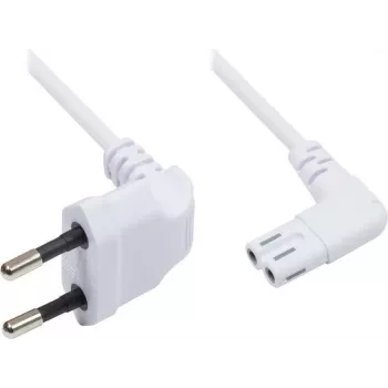 Good Connections maitinimo laidas, Euro kištukas į IEC C7 lizdą, 90° kampu abiejuose galuose, baltas, 0,75 m (1550-ZW007W)