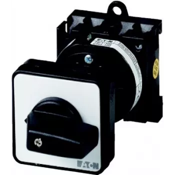 Eaton T0-1-15401/Z 1-polių kumštelinis jungiklis, 20A, 690V, IP65, skydinis montavimas, juodas/sidabrinis 048346