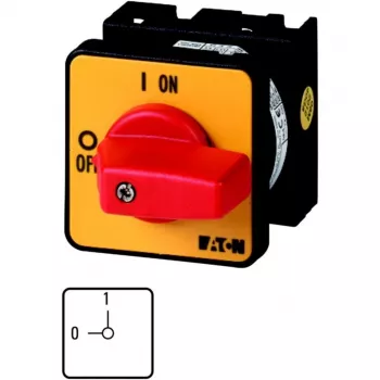 Eaton T0-1-102/E-RT kumštelinis jungiklis, 2 polių, 20 A, priekinio montavimo, raudonas/geltonas 009046