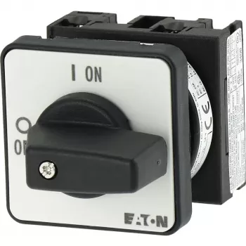 Eaton T0-1-102/E 2 polių ON-OFF svirtinis jungiklis, 20A, IP65 priekis, juoda rankenėlė su balta ženklinimo plokštele 088709
