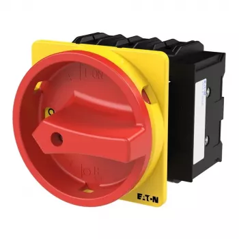 Eaton P3-100/EA/SVB/HI11 3 polių pagrindinis jungiklis 100 A, IP65, raudona/geltona rotacinė rankena, paviršinio montavimo 029383